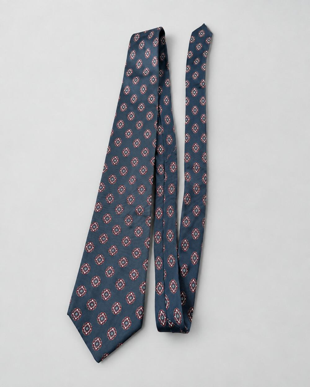 Vintage 1980s Christian Dior Monsieur Silk Tie Red Blue Geometric Made USA